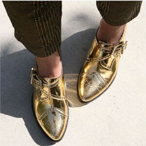 The Office of Angela Scott Patent Leather Gold Oxford